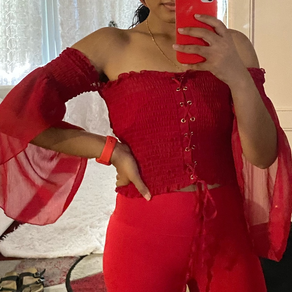 Red Off the shoulder Top